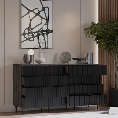 Комод, фрезерованные фасады в эмали LE728.45