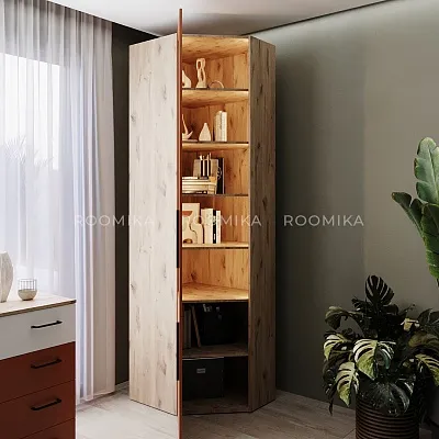 Шкаф угловой книжный со стеклом разносторонний с подсветкой L247.44 L/R