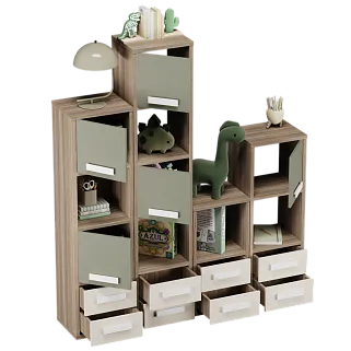 Стеллаж сквозной книжный на 14 ниш с ящиками E802,E803,E804,E805