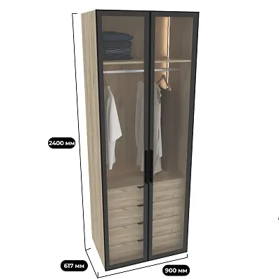 Шкаф для спальни с четырьмя ящиками и штангой с подсветкой R210.60-3