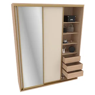 Шкаф-купе ХG216.60-3, профиль INTEGRO, фасад МДФ/зеркало серебро