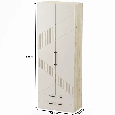 Шкаф 2 дверный с ящиками, фрезерованные фасады в эмали LE211.44