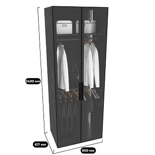 Шкаф для спальни с двумя штангами и полкой с подсветкой R210.60-1