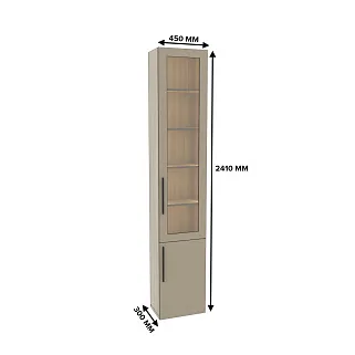 Шкаф книжный со стеклом L241.1 с подсветкой