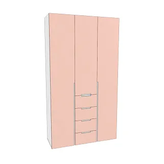Шкаф трехдверный с ящиками узкий, фасады в эмали LE203.44