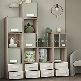 Стеллаж сквозной книжный на 14 ниш с ящиками E802,E803,E804,E805