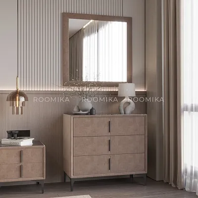 Комод мягкий, стекло прозрачное, ножки черные GRACE793