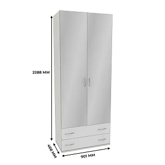 Шкаф 2 дверный с ящиками и зеркалом P211.45Z