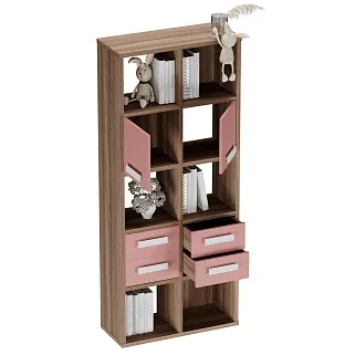 Стеллаж сквозной книжный на 10 ниш с ящиками E810