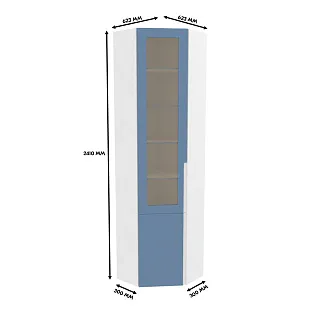 Шкаф угловой книжный со стеклом, фасады в эмали LE247 с подсветкой