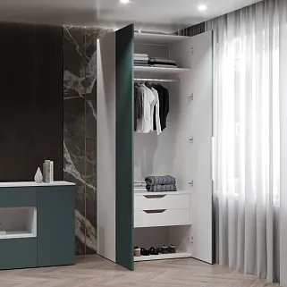 Шкаф 2 дверный, фрезерованные фасады в эмали LE-210.60-3