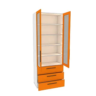 Шкаф книжный с тремя ящиками со стеклом L213S с подсветкой