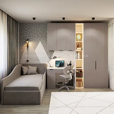 Шкаф двухдверный узкий с фрезерованными фасадами LE210.44-4