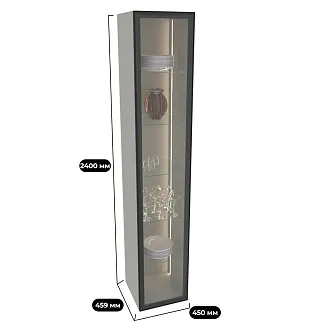Шкаф со стеклянными фасадом полки стекло с подсветкой R220.1