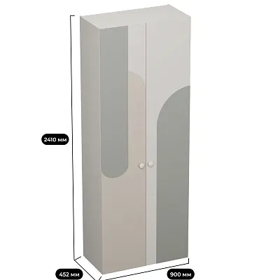 Шкаф двухдверный узкий, фрезерованные фасады в эмали LE210.44-1