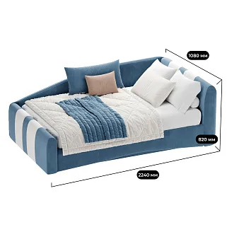 Кровать односпальная мягкая с ящиком для белья TOKIO с полосками, 90x190