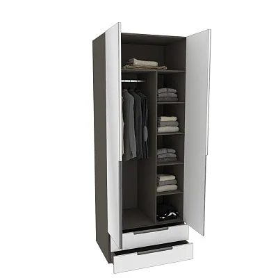 Шкаф 2 дверный с ящиками с зеркалом, фасады в эмали LE211.60Z