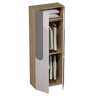 Шкаф двухдверный узкий, фрезерованные фасады в эмали LE210.44-1