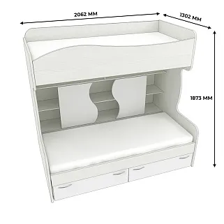 Кровать двухъярусная с лестницей комодом P904, 90x200