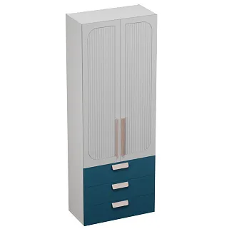 Шкаф книжный/для одежды с тремя ящиками, фрезерованные фасады в эмали LE213