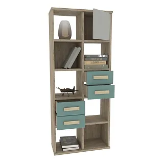 Стеллаж сквозной книжный на 10 ниш с ящиками E810