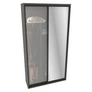 Шкаф-купе ХG146.45-3, профиль INTEGRO, фасад зеркало серебро/стекло Сатинато белое