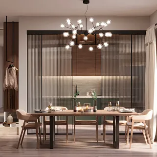 Раздвижная перегородка для кухни, стекло Мору GRACE 3