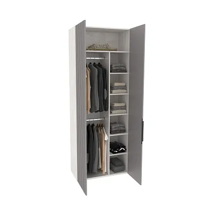 Шкаф двухдверный узкий с фрезерованными фасадами LE210.44-4