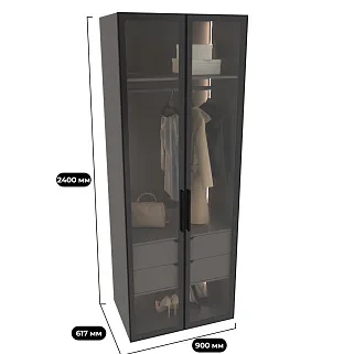 Шкаф для спальни с двумя ящиками и штангой с подсветкой R210.60-2