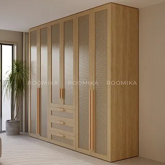 Шкаф двустворчатый, фасады натуральный ротанг  L210.60-4