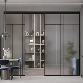 Раздвижная перегородка-купе из матового стекла для кухни GRACE 24