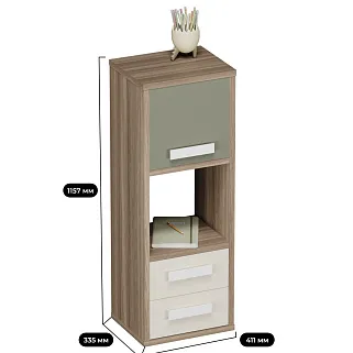 Cтеллаж сквозной книжный на 3 ниши с фасадом E803