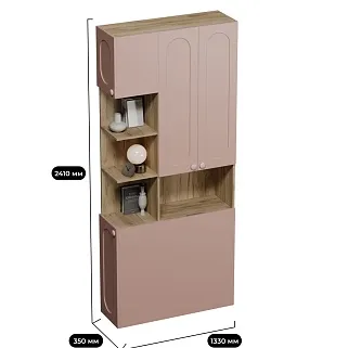 Шкаф двухдверный с фальш стенкой и нишей, фрезерованные фасады в эмали LE212.3