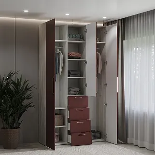 Шкаф трехдверный с ящиками узкий LG203.44