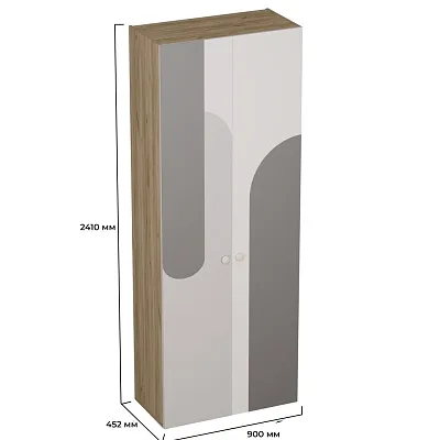 Шкаф двухдверный узкий, фрезерованные фасады в эмали LE210.44-1