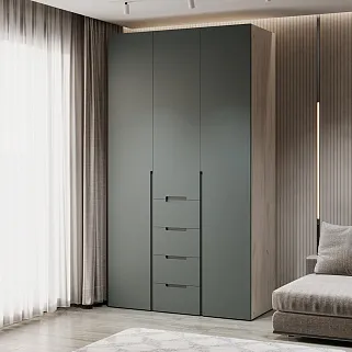 Шкаф трехдверный с ящиками глубокий, фасады в эмали LE203.60