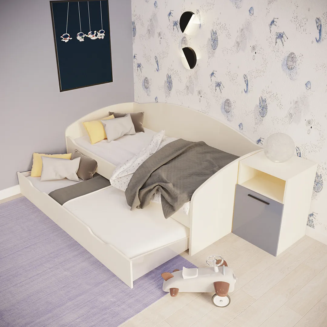 Кровать с выдвижным спальным местом P910, 90x190