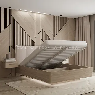 Кровать двуспальная Lazio с парящим эффектом и мягким чехлом с кантом, 160x200