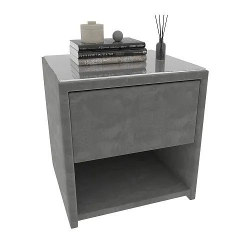 Тумба прикроватная мягкая, стекло прозрачное САНРАЙС 751