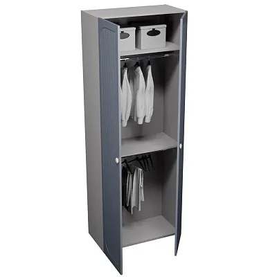 Шкаф двухдверный узкий, фрезерованные фасады в эмали LE210.44-1