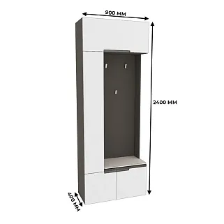 Секция с вешалкой и полками, фасады в эмали LE409 L/R