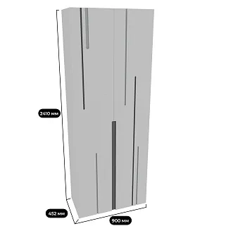 Шкаф двухдверный узкий, фрезерованные фасады в эмали LE210.44-1
