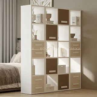 Cтеллаж сквозной книжный на 5 ниш с ящиками E805