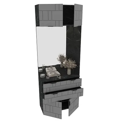 Тумба с зеркалом и комодными ящиками, фрезерованные фасады в эмали LE421 L/R