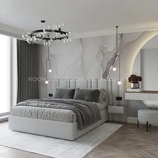 Кровать двуспальная мягкая HILTON с подъемным механизмом, мягкими панелями и тумбами, 160x200