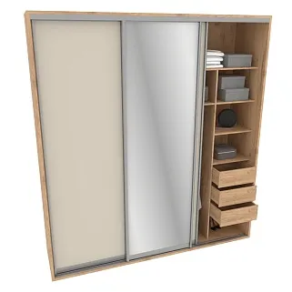 Шкаф-купе ХG246.60-3, профиль INTEGRO, фасад МДФ/зеркало серебро