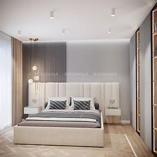 Кровать двуспальная мягкая HILTON с подъемным механизмом, мягкими панелями и тумбами, 180x200