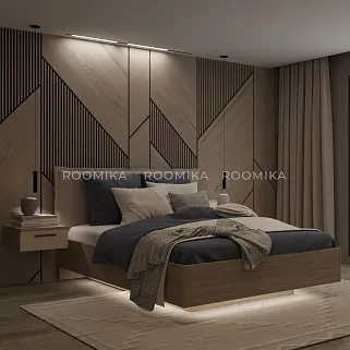 Кровать двуспальная Lazio с парящим эффектом и мягким чехлом с кантом, 160x200