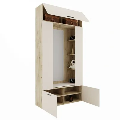 Секция с зеркалом, полками и мягким сиденьем L408