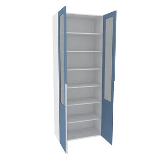 Шкаф книжный со стеклом, фасады в эмали LE214S